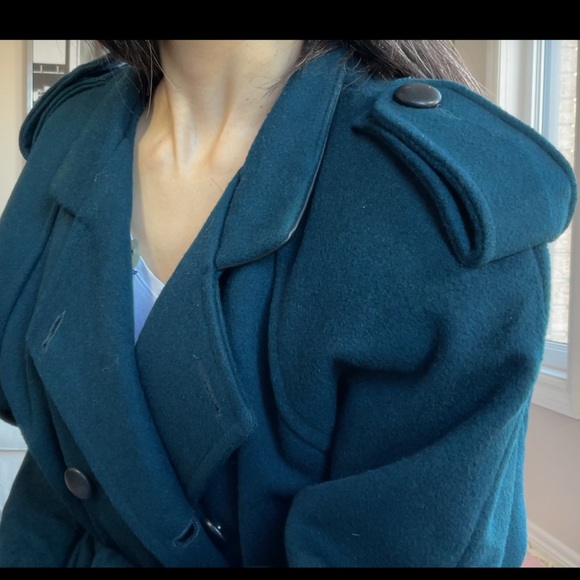 Vintage wool strong shoulder double breasted long coat - Picture 7 of 17